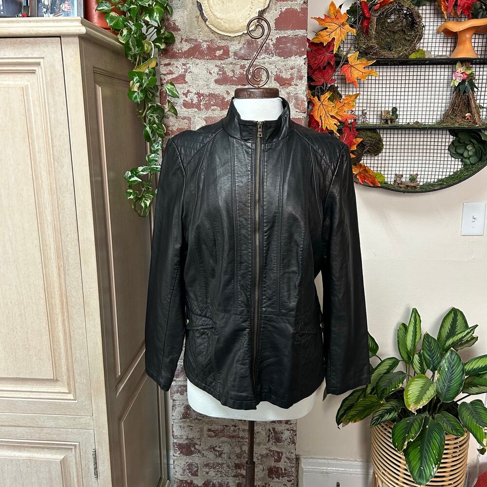 Y2K Giacca Faux Leather Jacket L/XL